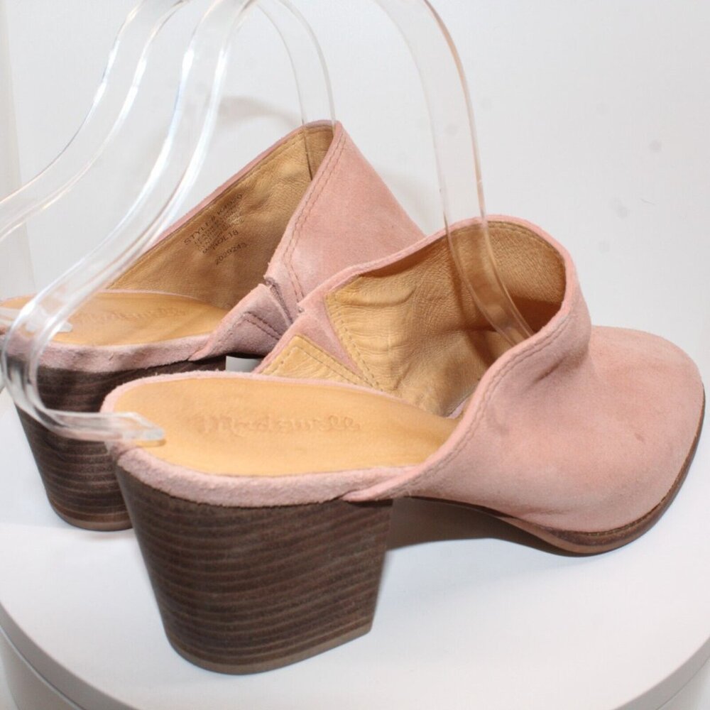 Madewell The Harper 9.5M Pink Closed Toe Block Heeled Suede Slide Mule k4920 - Picture 7 of 14